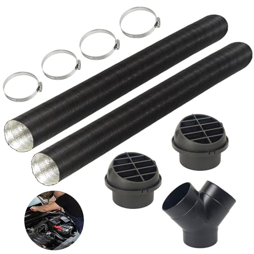 Afenau Diesel Heater Ducting 75mm Diesel Heater Exhaust Pipe Set 75mm Heater Ducting Diesel Heater Accessories 2pcs Tuyere + 4 Clips Night Heater Ducting Heater Pipe Kit Heater Outlet Hose
