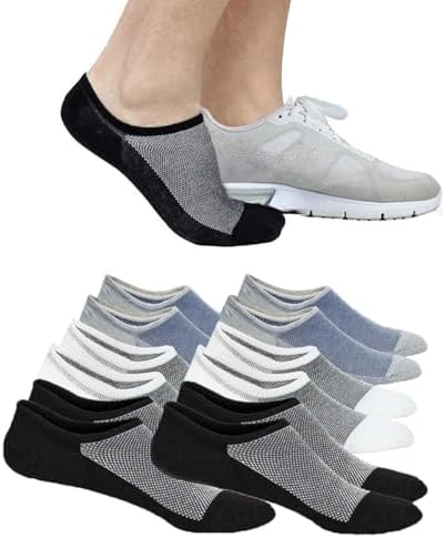 Faustine No Show Socks Ankle Low Cut Socks for Mens, Non Slip, 8 Pairs 16 Pairs (US, Alpha, Small, Medium, Regular, Regular, 6 Pairs (2Black2White2Grey))