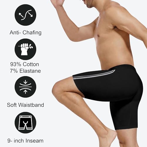 Image of Long Underwear for Men Cotton Long Leg Boxer Briefs for Man Trunks Breathable Innerwear Men's Underwear for Gym Workout Anti Chafing Long Trunks for Man