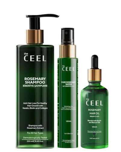 The Ceel Biberiye Saç Bakım Seti - Şampuan 250 ml, Saç Toniği 100 ml ve Saç Yağı 50 ml, Biotin, Keratin ve Vitamin E İçeren Hacim ve Parlaklık Destekleyici Saç Bakım Seti