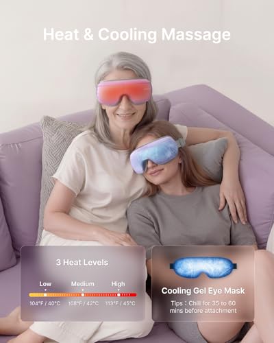 Image of RENPHO Eye Massager with Heat and Cooling Voice Control, Birthday Gifts for Women Men, Massaging Eye Mask for Dry Eyes Head Tension and Stress Relief - Eyeris 3