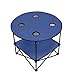 Preferred Nation | 2 Tier Folding Camping Table with 4 Mesh Cup Holders Blue | Polyester with Metal Frame | Compact, Convenient Carry Case Included | Side Table for Tailgate