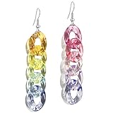 DAMLENG Funny Lightweight Resin Rainbow Chain Dangle Drop Earrings Fashion Unique Acrylic Cool Weird Transparent Color Earrings for Women (Large Transparent)