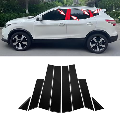 8pcs Black for Nissan Qashqai(2016-2021) Car Window Center Pillar Stickers Car Window Trim Protect The Center Pillar Prevent Scratches Car Tuning Accessories