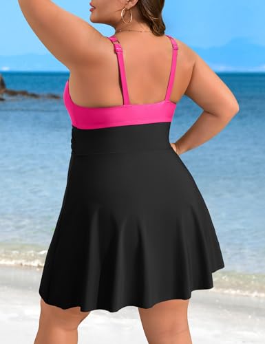 Image of Charmo Plus Size Swimsuit for Women Swim Dress Scalloped One Piece Tummy Control Bathing Suit Ruched Swim Suits 2026