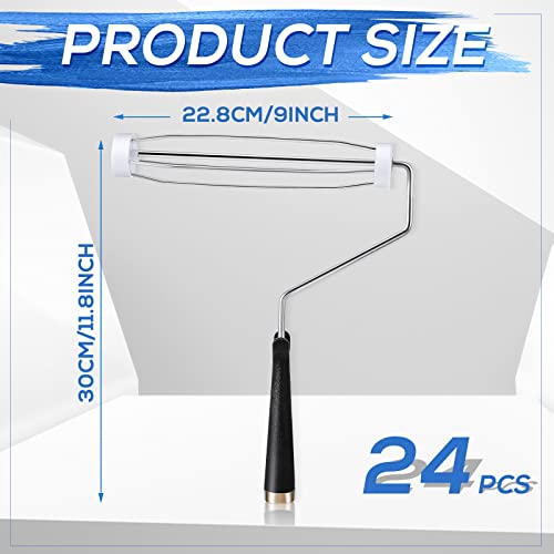 Image of Gerrii 9 Inch Paint Roller Painting Roller Frame 5 Wire, 24 Pcs, Black