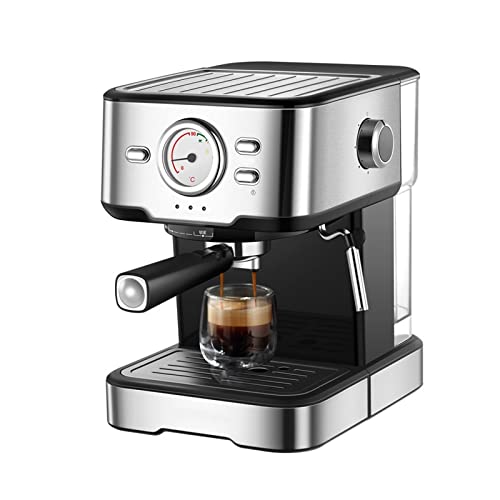QJRGUY Semi-Automatic Coffee Maker, Household Espresso Machine, Temperature Visible, 1050W（Color：Silver）