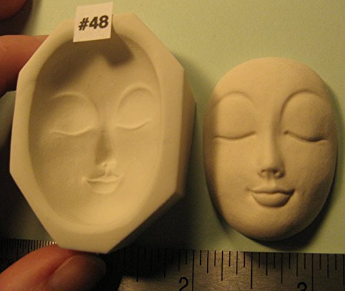 Closed Eyes Face Mold - #0048 - FG Silicone Press Mold of a Doll Face Cab (Oval Shape, Female Character) - Handmade