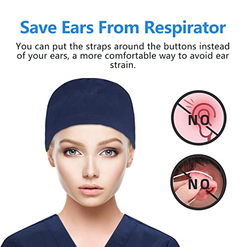 Image of QBA Adjustable Working Cap with Button, Satin-Lined Hat, Cotton Working Hat Sweatband, Elastic Tie Back Hats Unisex