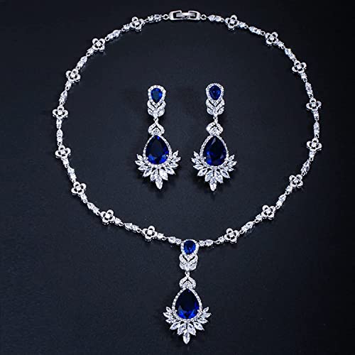 Bijoux ensembles de bijoux design contre le teint terne parure cristal bleu