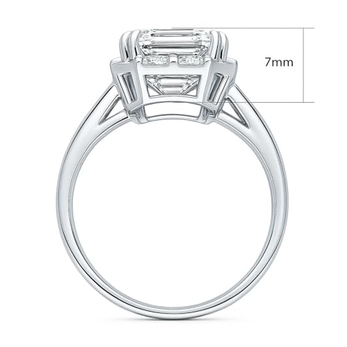 BERRICLE Sterling Silver Halo Art Deco Wedding Engagement Rings Statement for Women, Step Emerald Cut Cubic Zirconia CZ Ring4
