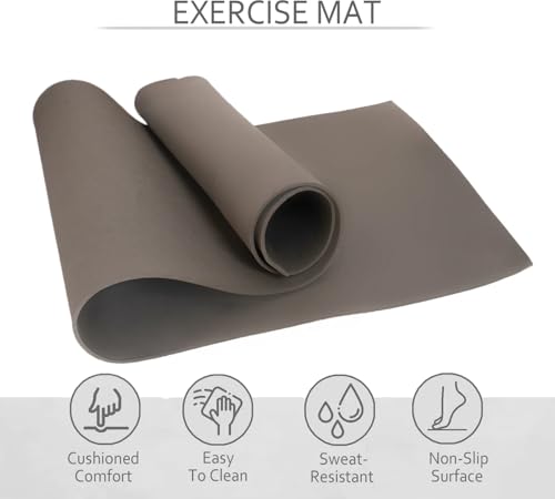 Image of Yoga Mat for Women and Men 4mm with Carry Strap EVA Material Extra Thick Exercise Mat for Workout Yoga Fitness Pilates and Meditation, Anti Tear Anti Slip For Home & Gym Use (Grey)