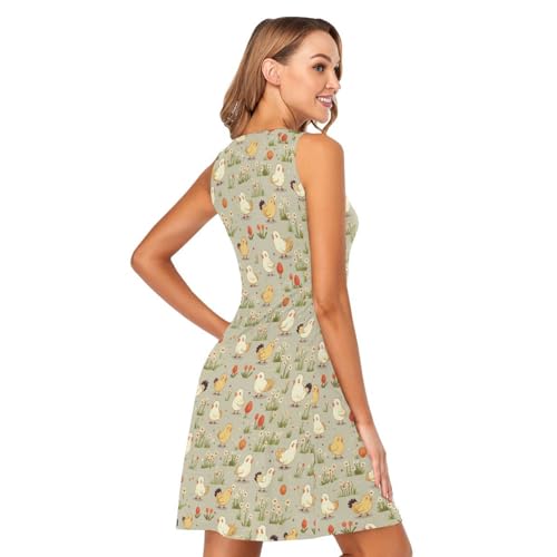 Image of ALAZA Women's Summer Dress Sun Dress Sleeveless with Pockets