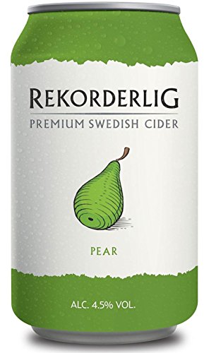 Rekorderlig - Cider - 24x0,33l Dosen in den brandneuen Sommerfarben | Set inkl. lukky24® Schlüsselanhänger für Einkaufswagenchip (Birne 4,5% Vol)