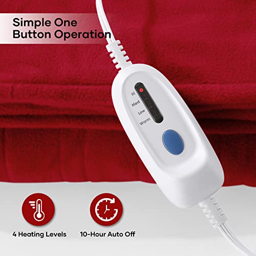 image for CHRUN Electric Heated Blanket 62'' x 84'' Twin Size, 4 Heating Levels 