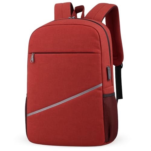 Mochila Masculina Reforçada Notebook Trabalho Viagem Resistente Impermeavel 4 Compartimentos Saida Usb e Fone de Ouvido (JoyLeve (Vermelha))