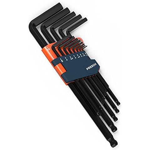 Presch Hex Key Set 13pcs - Metric, Ball Head Hexagon HX Keys - Professional Hex Wrench Ball End for Bikes and Craft - Small and Compact with Holder Cover