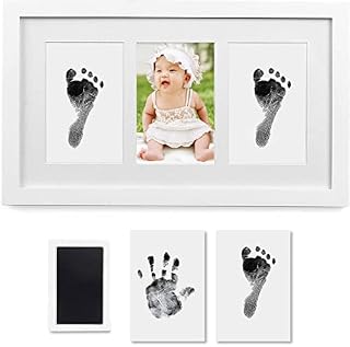 AyeVision Wood Photo Frame Kit, Picture Frame Inkless Pad Handprint Footprint Hand Foot Paw Print Keepsake for Newborn Baby Pets Photo Album