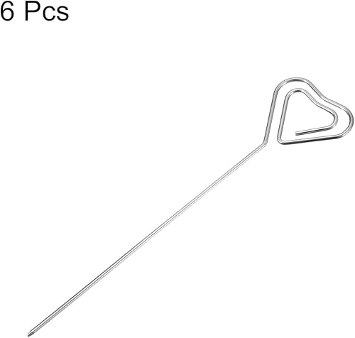 Miniatura 3 de uxcell Palillos de dientes de cóctel, 5 pulgadas, 6 piezas de acero inoxidable reutilizables de metal en forma de corazón, palillos de cóctel para