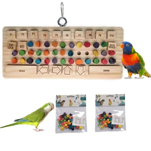 Bird Chewable Keyboard Toy,Wooden Biting Training and Foraging Bird Toys,Bird Cage Accessories, Parakeet Toys (STARTOP1)