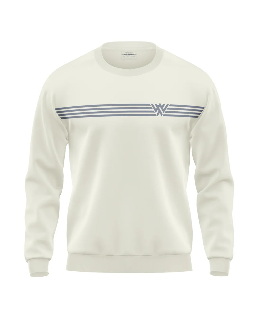 WarriorWorld Men's Cotton Sweatshirt | Minimalist Stripe Logo Print | Crewneck Pullover | Tech-Inspired Winter Wear | Soft & Stylish-picture-11