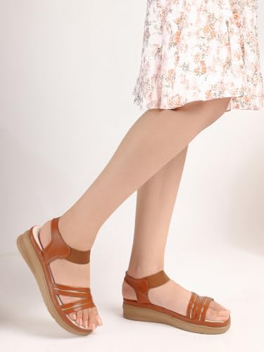 Image of Ladies Hub Stylish Women's Wedge Sandals Platform Heels with Extra Soft Cushioned Footbed, Ankle Strap & Open Toe Style