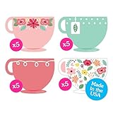 Big Dot of Happiness Floral Let’s Par-Tea - Tea Cup Decorations DIY Garden Tea Party Essentials - Set of 20