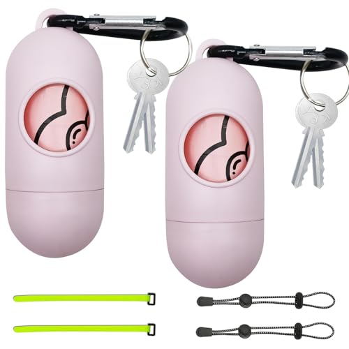 Image of PetGone 2-Pack Leak-Proof Dog Waste Bags Dispenser with Leash Clip Key Ring - Pink, 2 Holders with 30 Bags Each