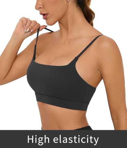 Image of Comper Sports Bra for Women Wirefree Racerback Workout Bras Sexy Thin Straps Yoga Sport Bras with Removable Pads