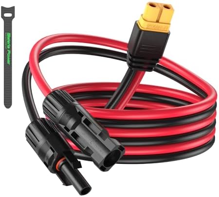 Bateria Power 3.3FT Solar Connector to XT60 Adapter Extension Cable, 12AWG Solar Panel to XT60 Charge Extension Cable for RV Foldable Solar Panel, Portable Power Station, Solar Generator (1PCS)