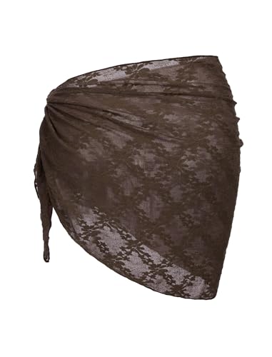 Image of ZAFUL Sarong Coverups for Women Beach Vacation Fishnet See Thru Tie Side Bathing Suit Cover Up Mini Skirt