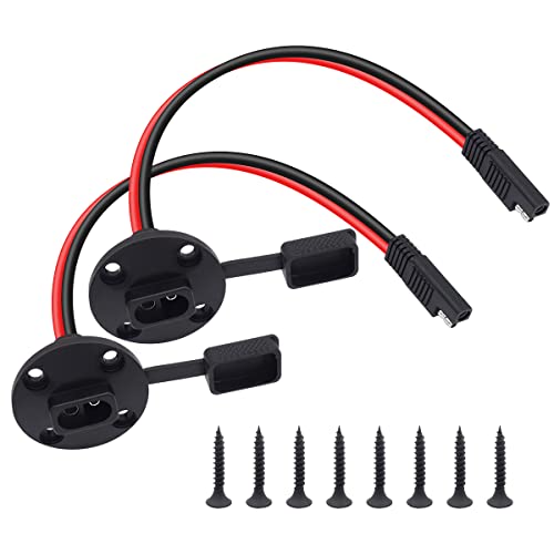 Billion wealth 2Pack SAE Connector Power Socket 1FT 10AWG SAE Power Socket Sidewall Port Connector Pure Copper SAE Port 10Gauge SAE Power Port SAE Female Socket for Solar Generator Battery Charger