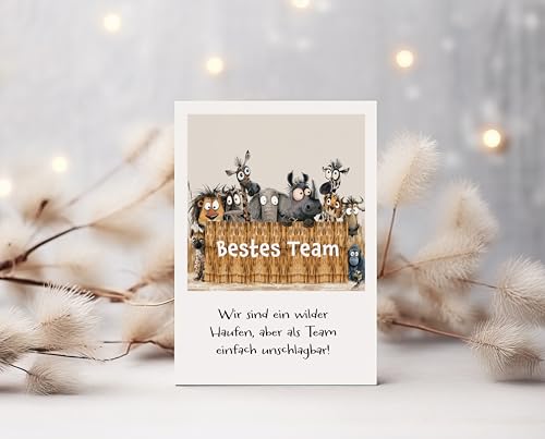 PURESIZE 12er Teamkarten mit witziges Safari Motiv, Kollegen Geschenk Karten, Mitarbeiter, Angestellte, Weihnachten, Danke sagen, kleine Aufmerksamkeit, Abschied Jobwechsel