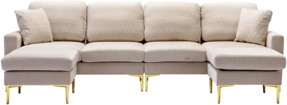 U Shaped Sofa,Modular Sectional Sofa,Sectional Sofa with Ottomans,Chenille Fabric Reversible Sofa Couch