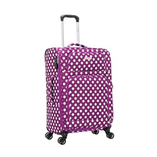 24" Medium Super Lightweight 4 Wheel Suitcase Luggage Expandable with Wheels 3Kg 69L Capacity Check in Purple