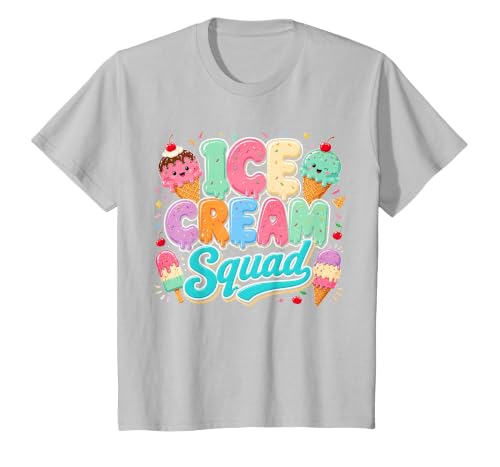 Ice Cream Squad Cute National Ice Cream Day Summer T-Shirt, Youth, Silver Grey, Medium