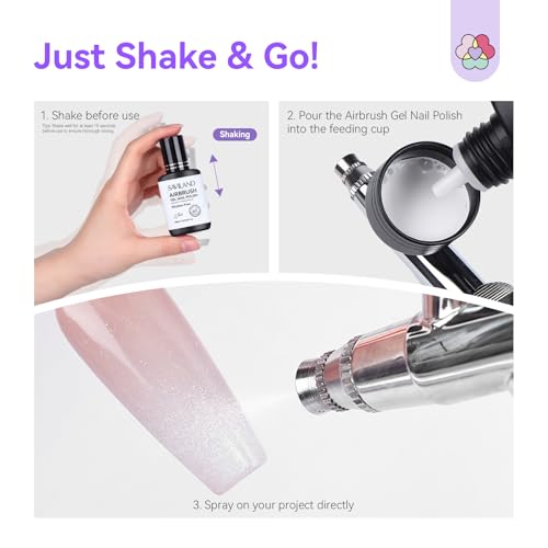 Image of SAVILAND Dilution-Free Airbrush Gel Nail Polish White 2PCS 20ml | Non-Acetone Airbrush for Nails, Hema-Free Airbrush Paint with Fine Mist, for French & Ombre Nail Art Design Salon
