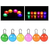 Dog / Cat Pet Collar Light, 6 Packs PChero Clip-On SpotLit Waterproof LED Dog Collar Charms Safety Lights, Stainless Steel Carabiner Clasp - [Blue, Green, Orange, Pink, Red & Yellow]