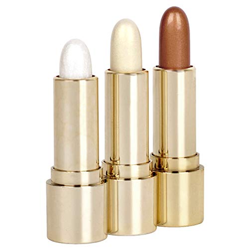 MEICOLY Shimmer Highlight Stick 3D Contour Concealer Creamy Pen Waterproof Glow Brighten Sticks Brown Face Foundation Makeup,3 Pcs Set
