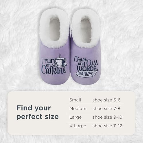 Image of Snoozies Slipper Socks -Funny Quote House Slippers for Women, Non-Slip Fuzzy
