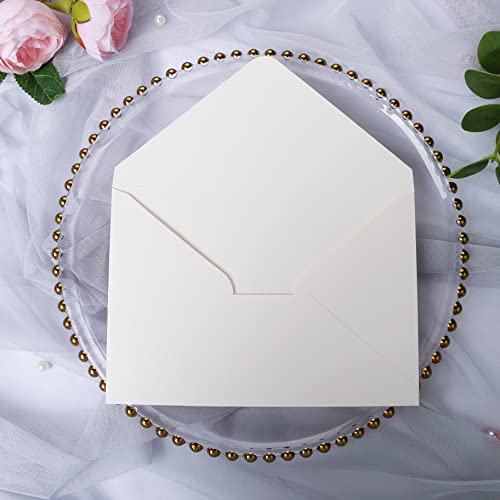 PONATIA 50 PCS/Pack 80lb Thick A7 Envelopes, 5.27 x 7.25\'\' Sparkle Ivory Heavy Duty Envelopes, Perfect for 5x7 Envelope Wedding Invitation Cards, Christmas Gift Cards, Acrylic Invitations, Photos - Thumbnail 3