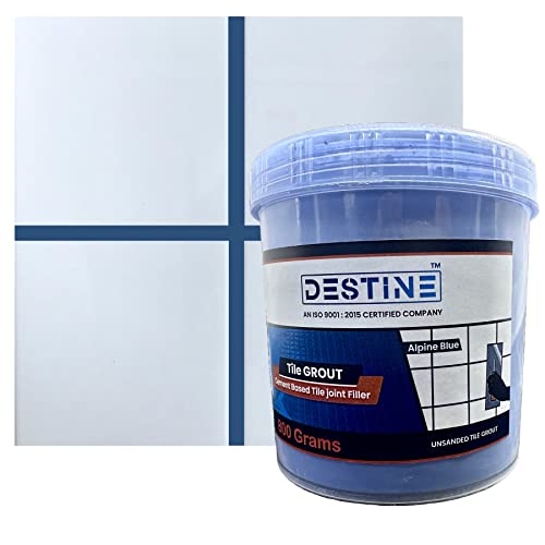 Image of DESTINE READY-TO-MIX inchTILE GROUT inch (16 COLOURS) (ALL PACKS: 100 Gm,250 Gm,400 Gm,800 Gm,1 Kg), Waterproof, Cement Based Tile Joint Filler, Crack Filler, Tiles Gap Filler (800 Gm, Alpine Blue)