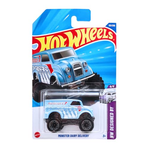 Image of Hot Wheels Monster Dairy Delivery HW Designed by for Ages 3 Years and Up 133 /250 (Blue)