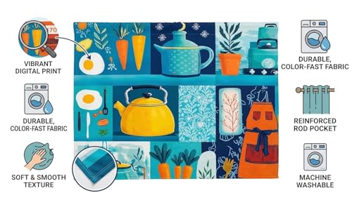 Image of SAYFINE Premium Printed Kitchen Sink Curtain | Kitchen Under Sink Curtain | Decorative Cabinet Cover | Washable & Dustproof | Modern Curtain (Pack of 1)