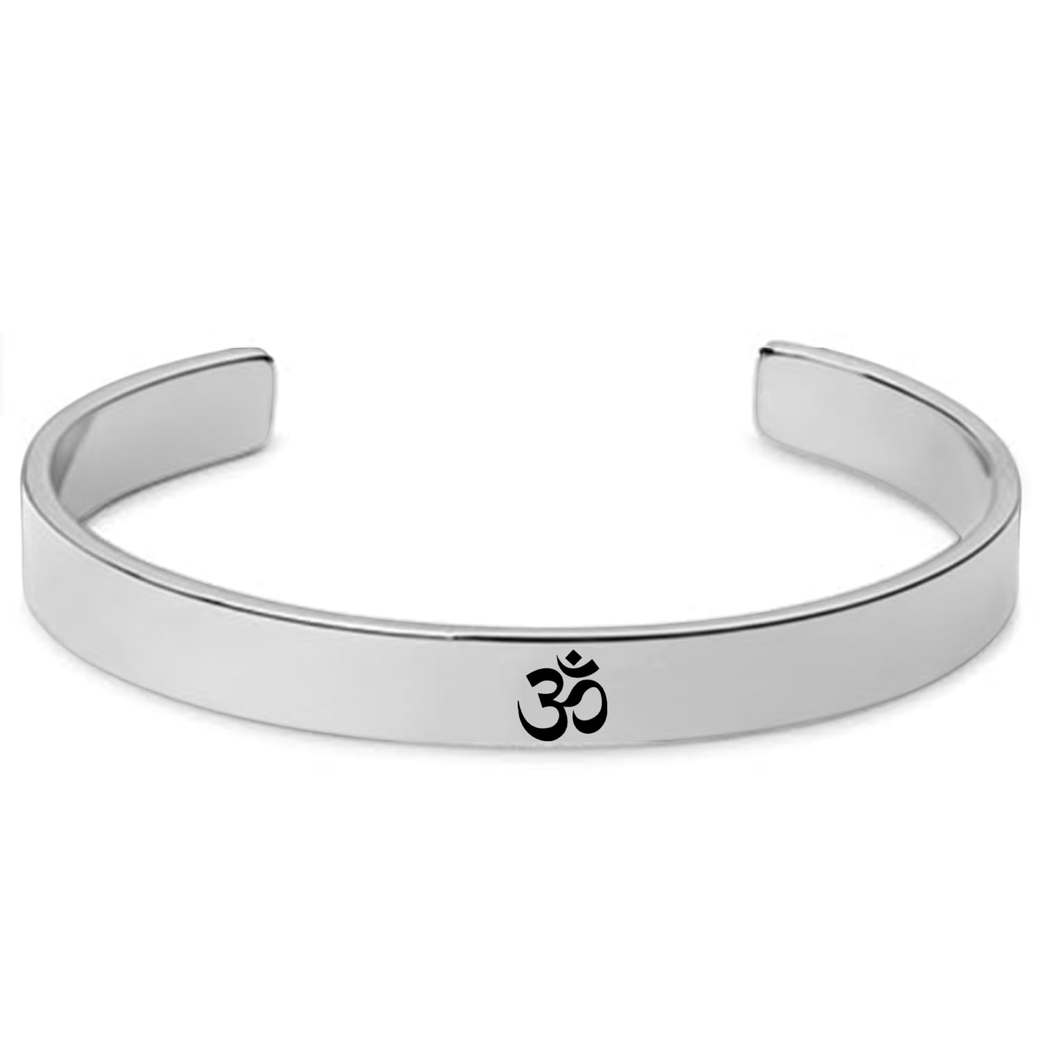 Om Kada Unisex Stainless Steel Cuff Bracelet, Laser Engraved Om Symbol, Adjustable, Permanent Print | Unisex | Kaapu-image-43