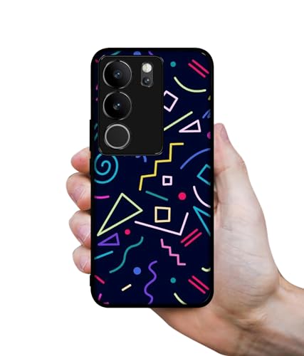 Image of Retro Abstract Design Premium 2D Printed Metal Back Case Cover for Vivo V29 5G / V29 Pro 5G, Multicolor