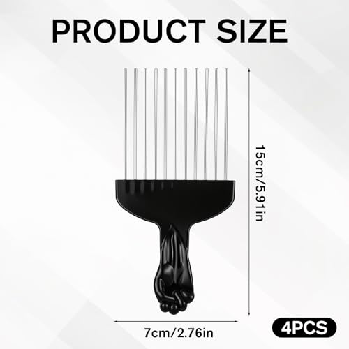 Set de 4 Peines Metal Afro Pick para Cabello Rizado miniatura 2