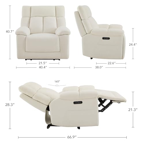 Sillón reclinable con altavoces crema miniatura 2