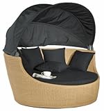loungeinsel seattle  BAHIA Lounge-Insel mit Faltdach Geflecht naturoptik Dach mit Kissen in schwarz 90 x 189 x 163 cm
