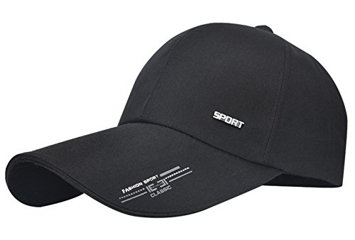 FEOYA - Casquette de Baseball Sports Homme Femme avec Visière Longue Séchage Rapide Chapeau de Soleil Lègére Respirant Couleur Noir